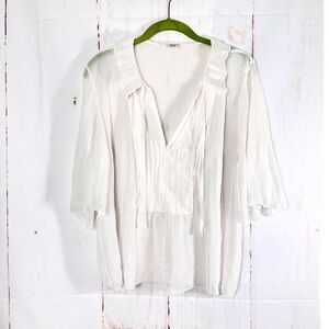Wilfred Aritzia Feminine White Pleated Blouse